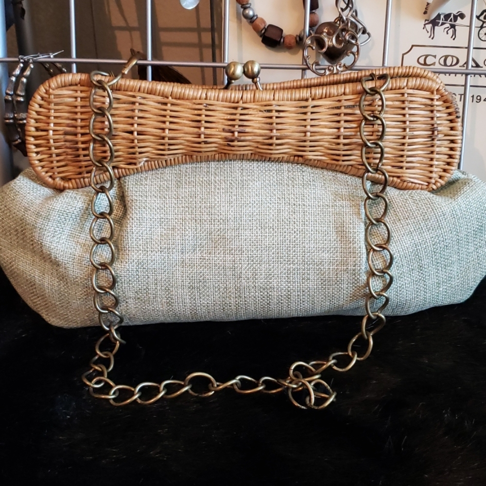 Tiann1 Wicker Nylon Clutch